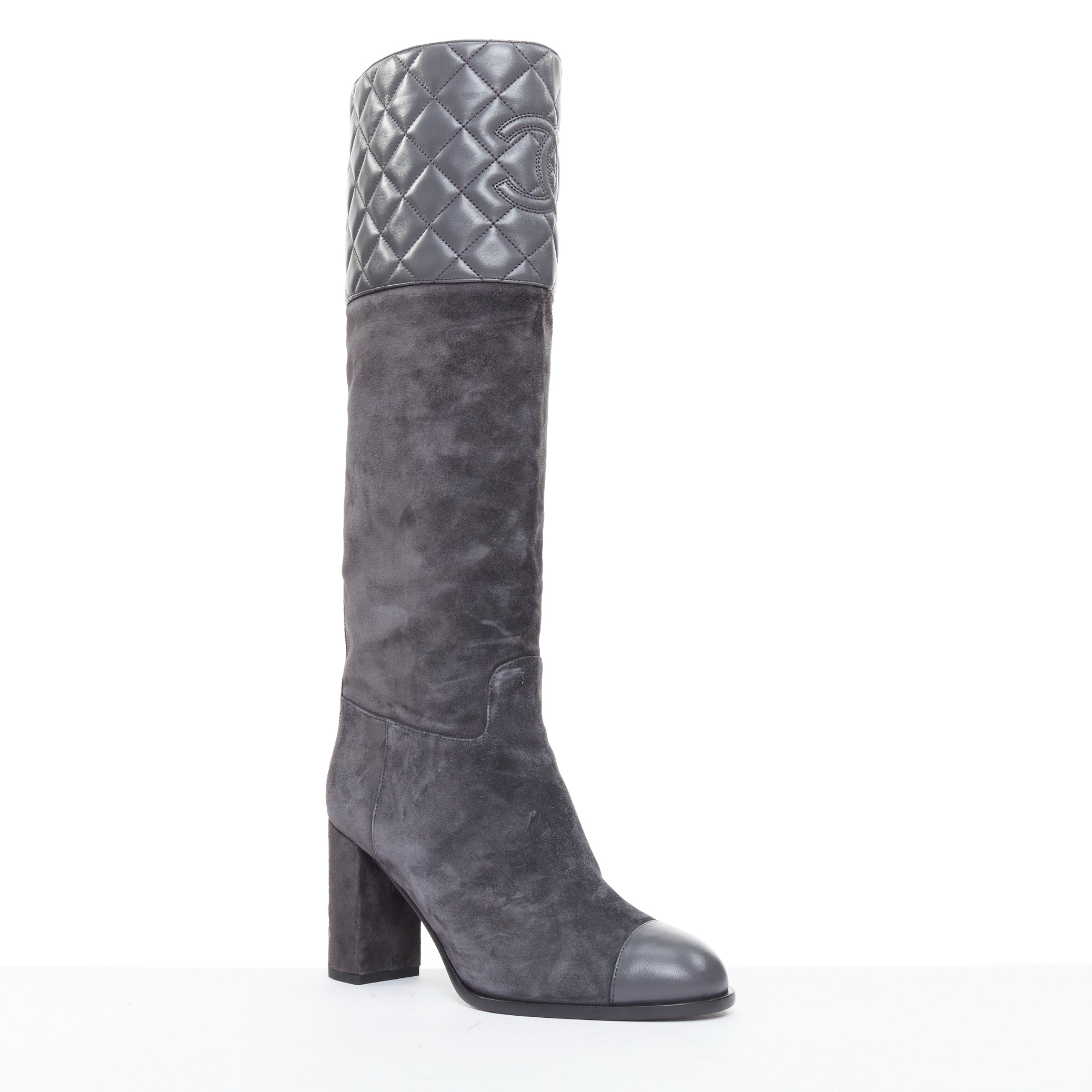 Chanel Fabric Platform Heel Boots - Back view