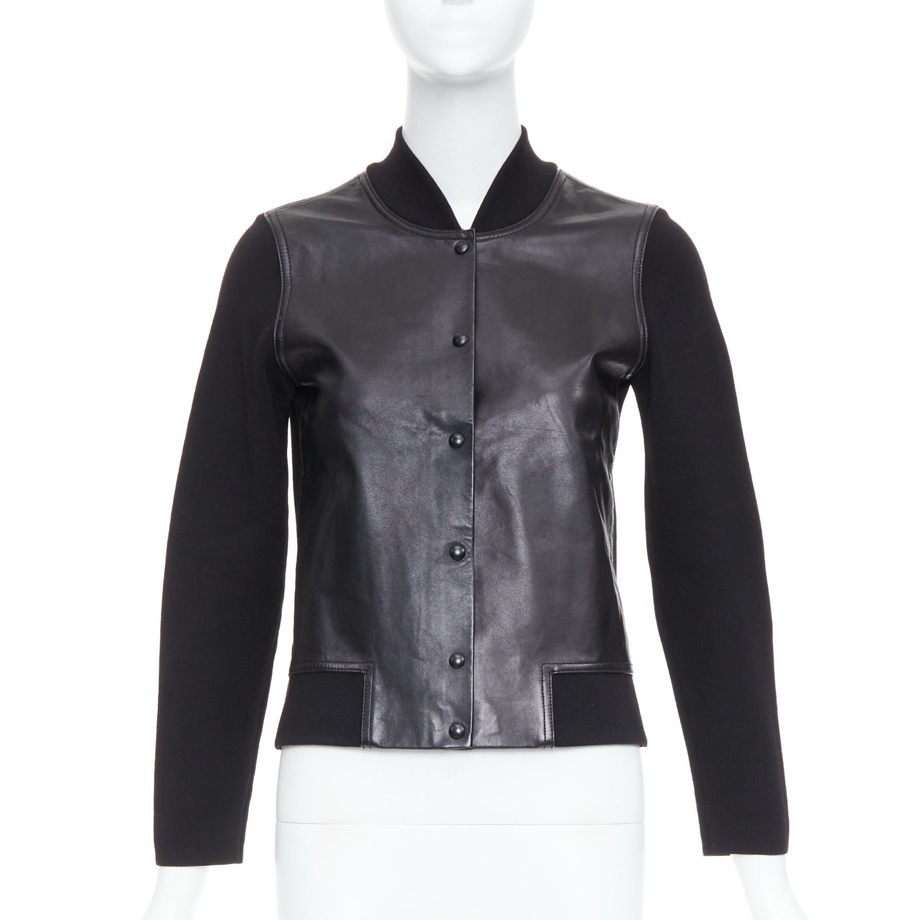 Alexander Wang Black Wool Leather Bomber
