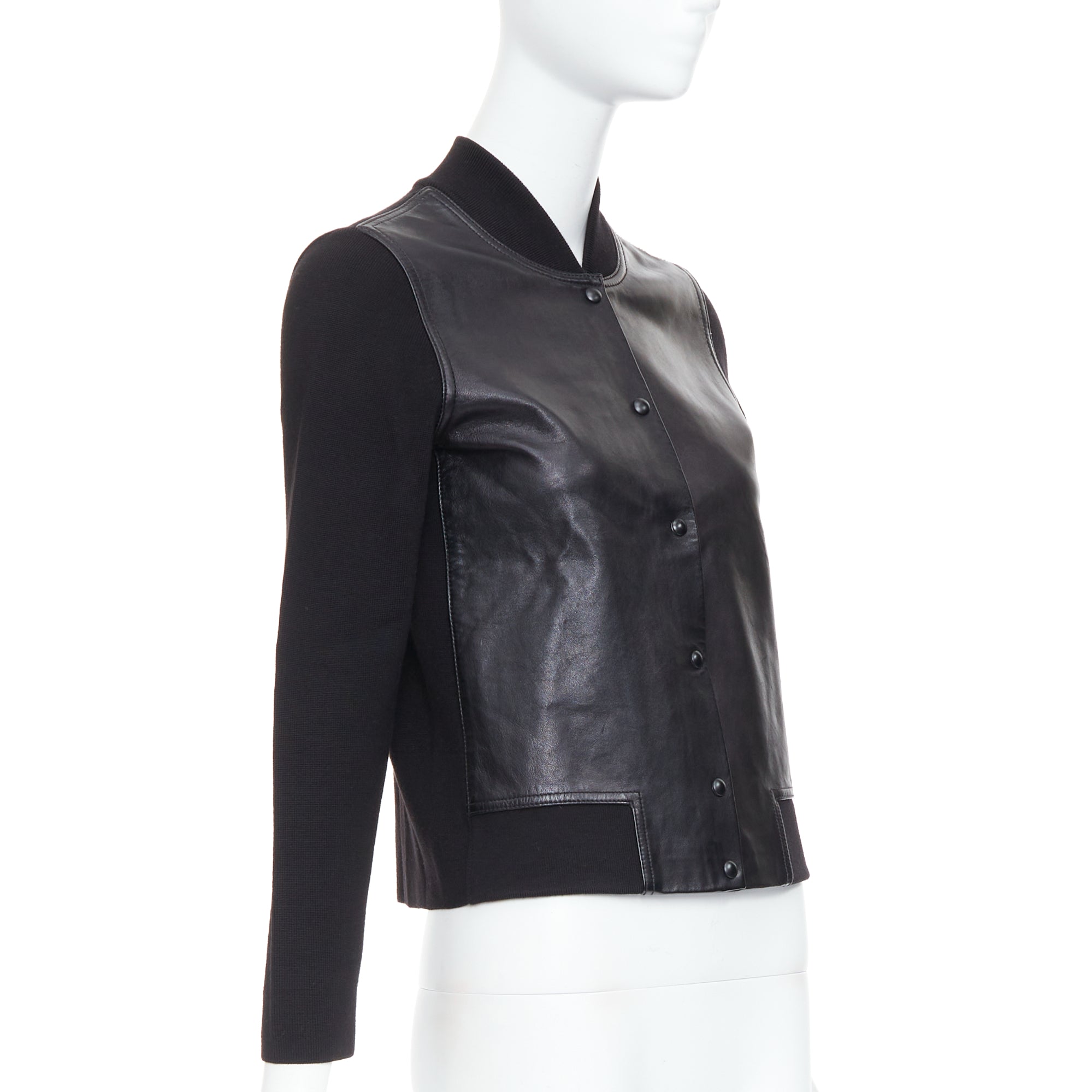 Alexander Wang Black Wool Leather Bomber - 4