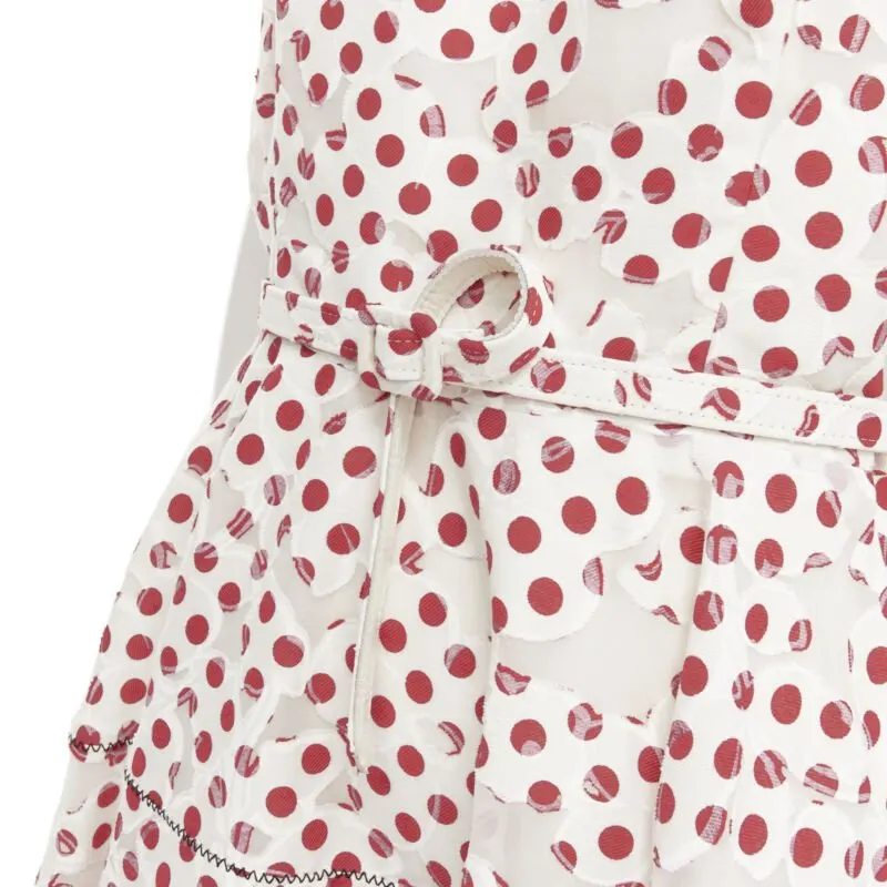 Oscar De La Renta Polkadot Devore Dress White Cotton Very good - Back View