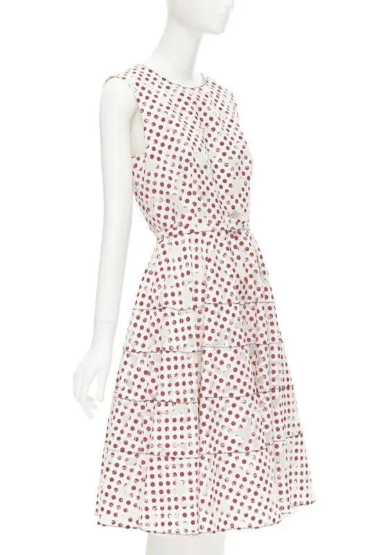 Oscar De La Renta Polkadot Devore Dress White Cotton Very good - Inside View