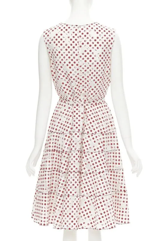 Oscar De La Renta Polkadot Devore Dress White Cotton Very good - Box View