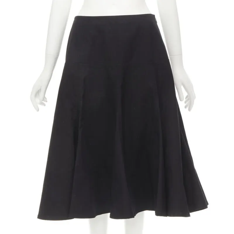 Yohji Yamamoto Flared Cotton Skirt Black Cotton Never worn - Front View