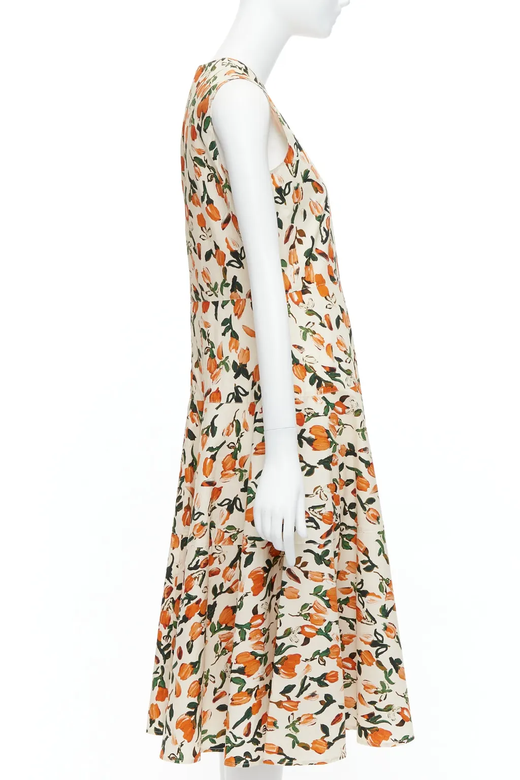 Marni Tulip Summer Dress Orange Cotton Never worn - Model View