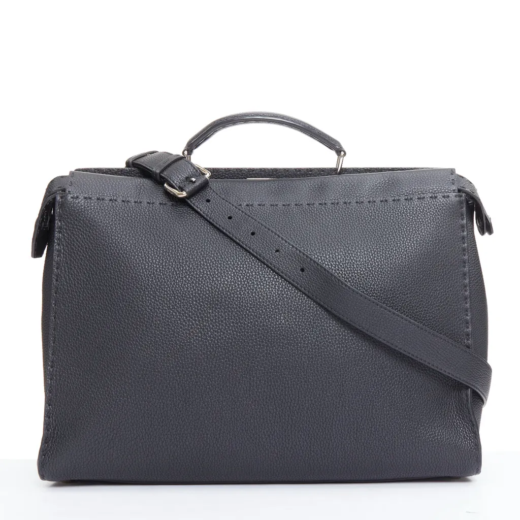 Fendi Peekaboo Black Leather Good - Front View