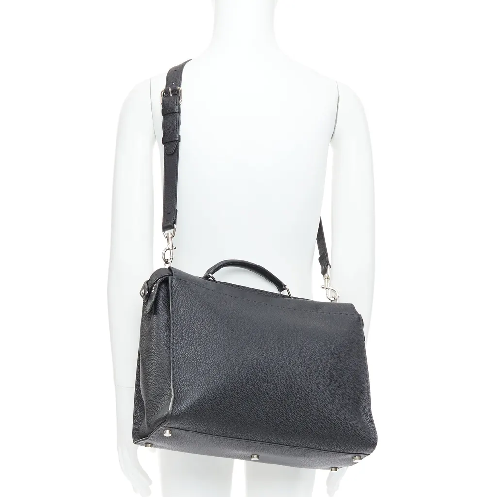 Fendi Peekaboo Black Leather Good - Back View