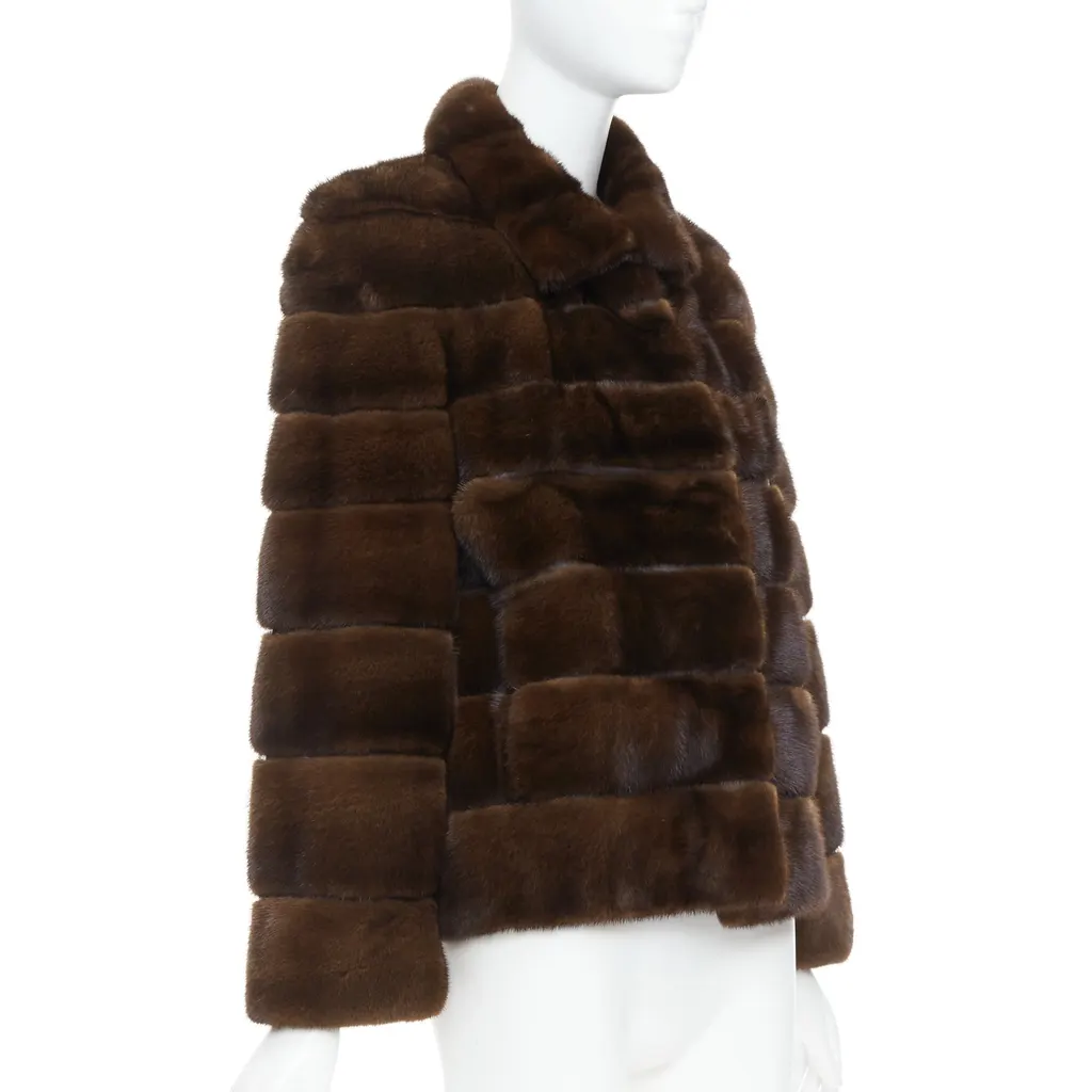 Unsigned Brown Rare Fur Jacket Brown Fur Very good - Model View