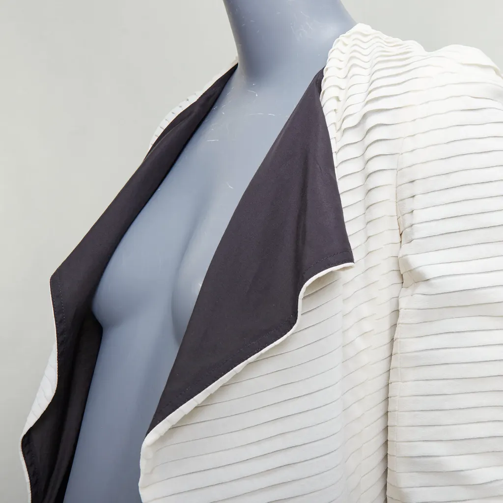 Gareth Pugh Cream Black Draped Biker Beige Silk Never worn, with tag - Back View