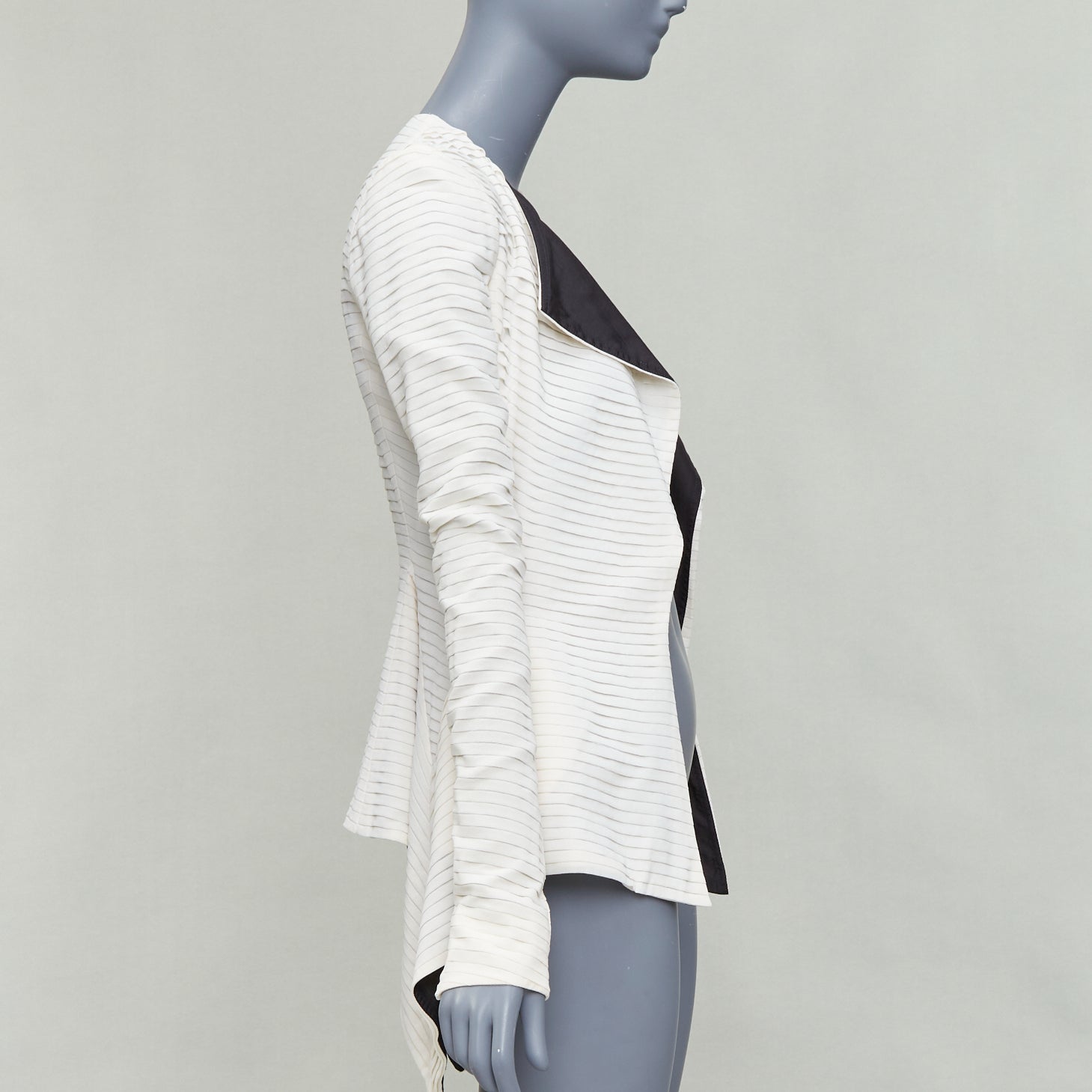 Gareth Pugh Cream Black Draped Biker - 4