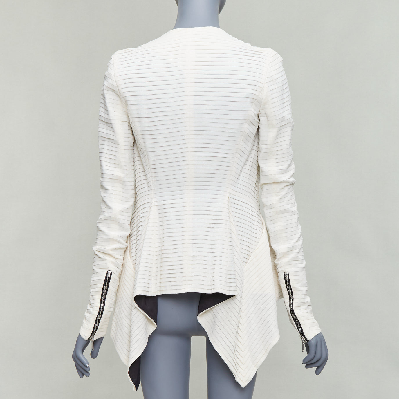 Gareth Pugh Cream Black Draped Biker - Side view