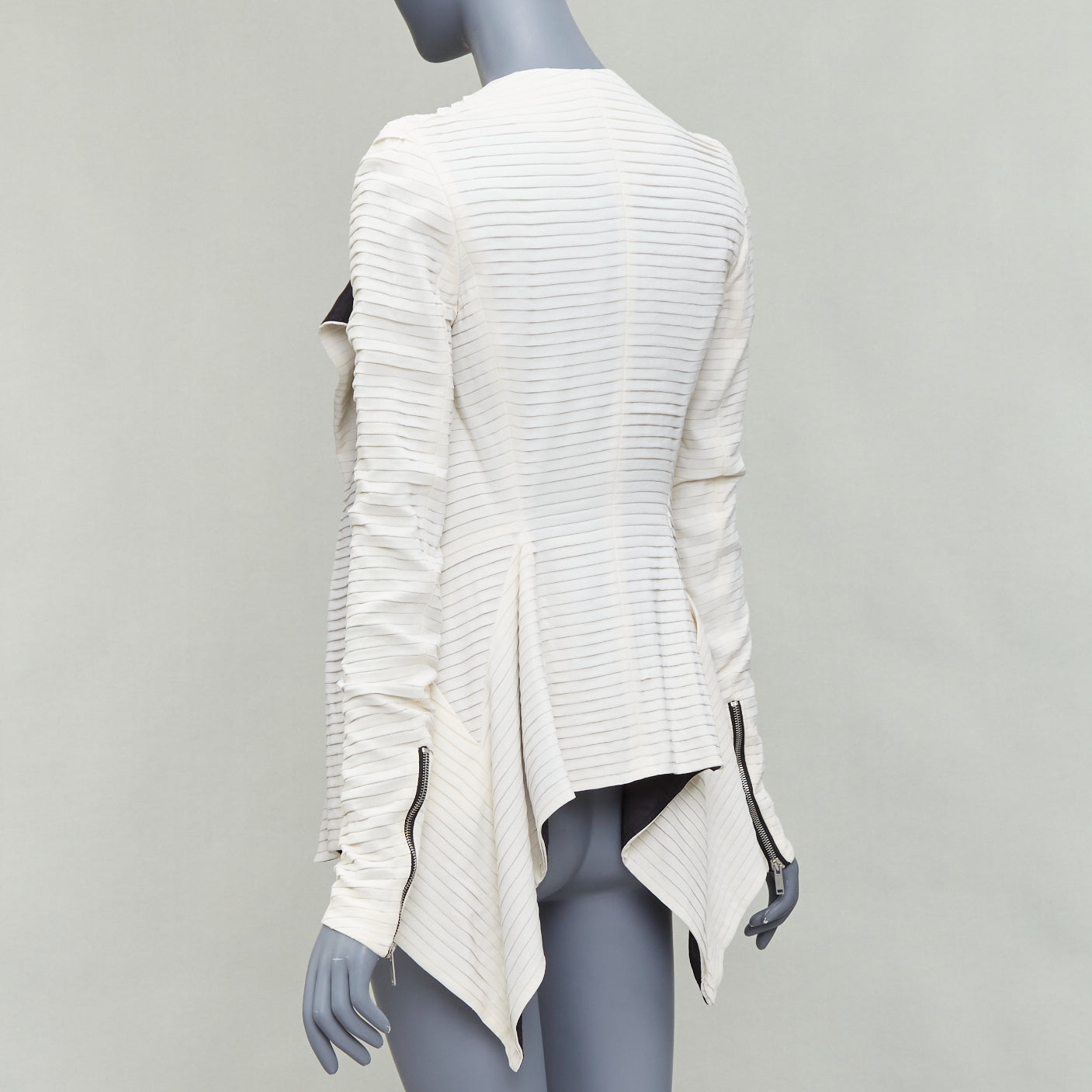 Gareth Pugh Cream Black Draped Biker - Detail 1