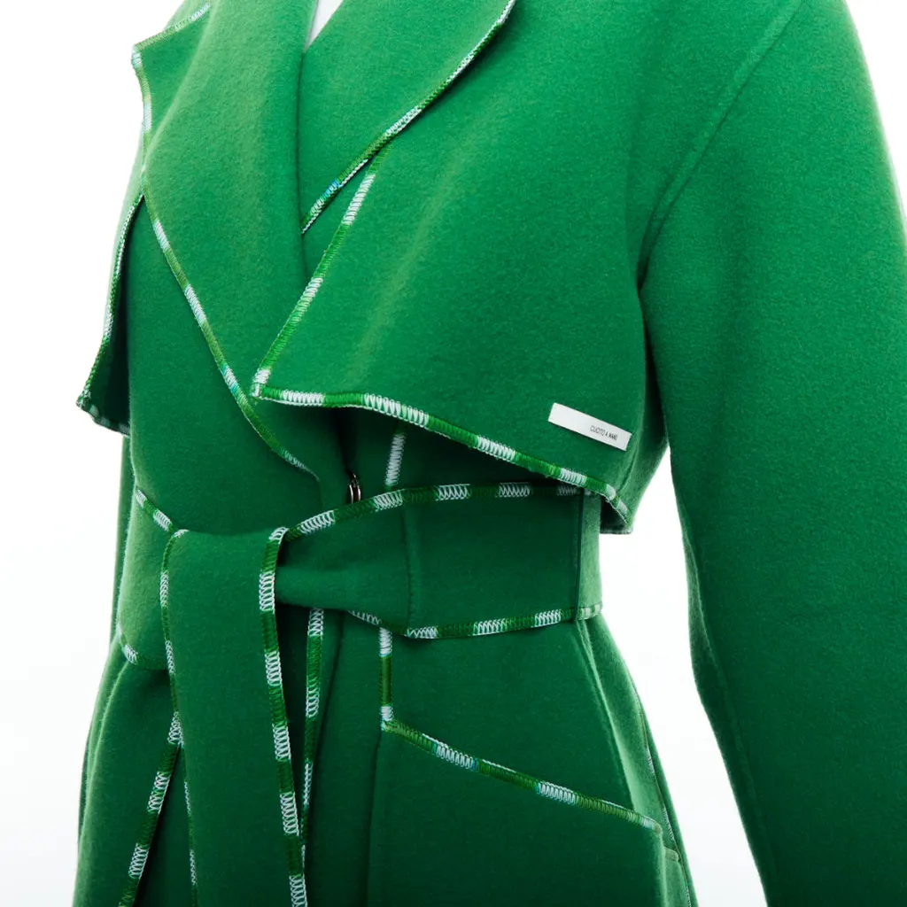Sportmax Handmade Green Wool Coat Green Wool Very good - Back View