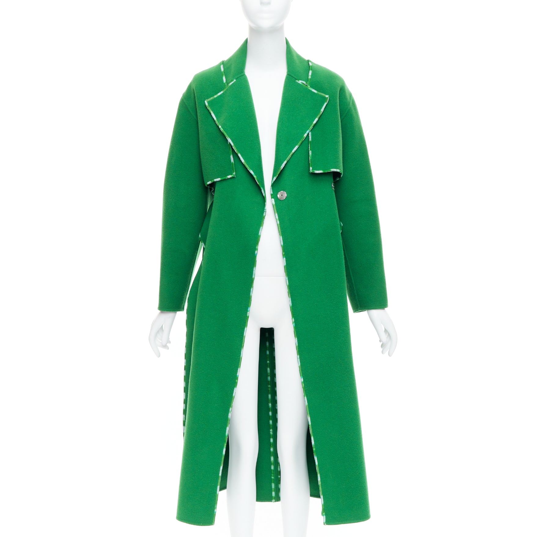 Sportmax Handmade Green Wool Coat - Image 6