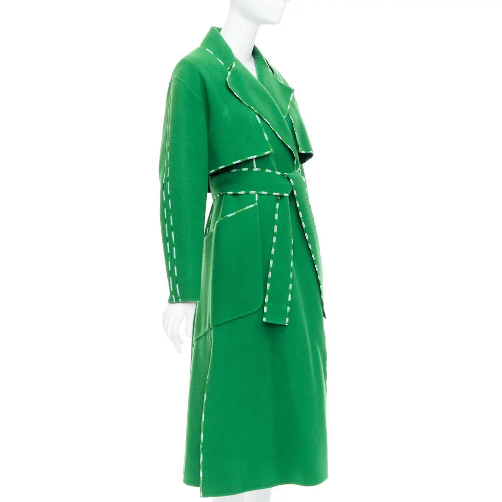 Sportmax Handmade Green Wool Coat Green Wool Very good - Model View