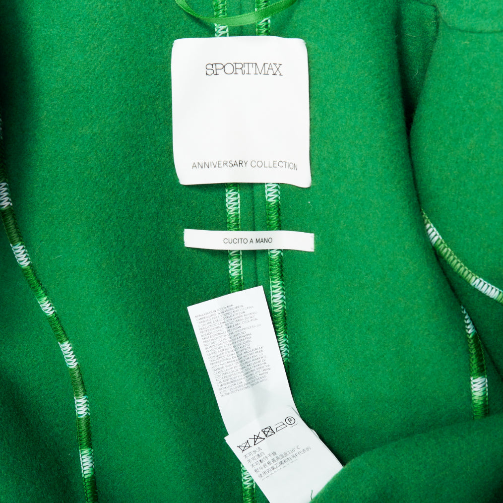 Sportmax Handmade Green Wool Coat - Image 12