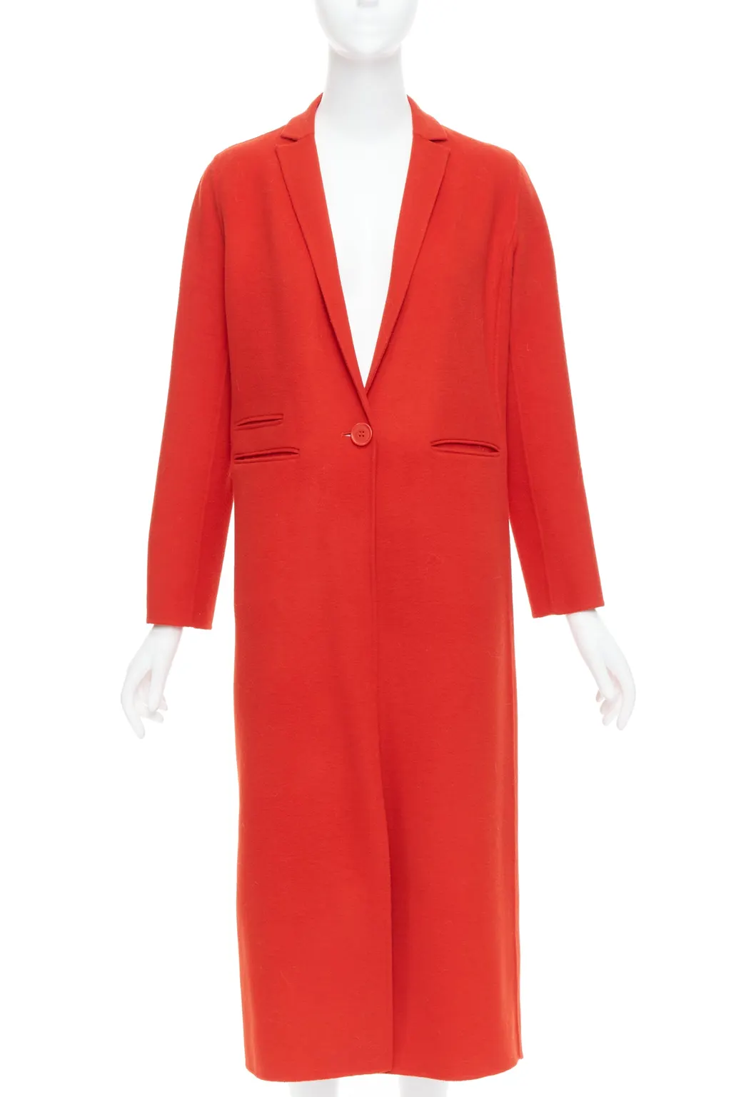 Maje Red Wool Peak Coat Red Wool Never worn - Front View