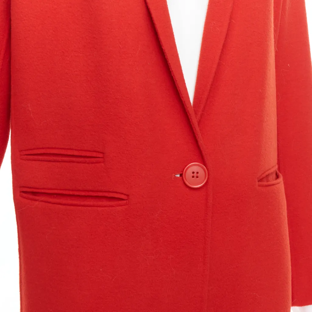 Maje Red Wool Peak Coat Red Wool Never worn - Back View