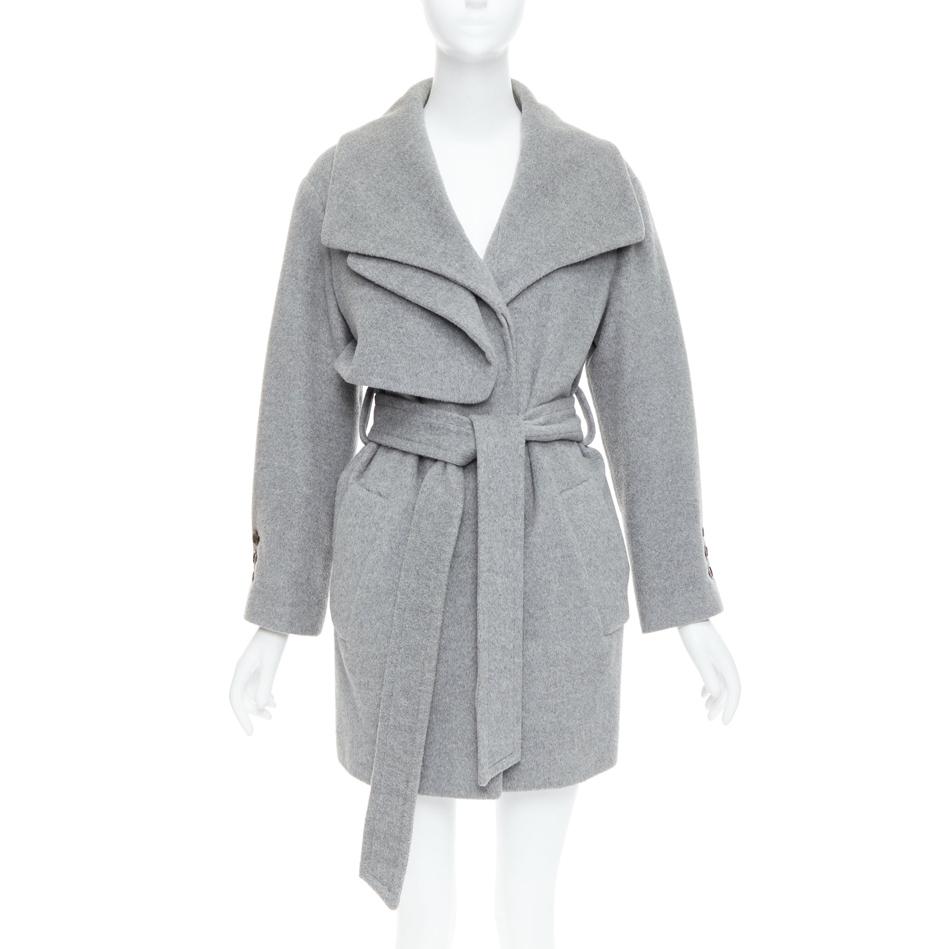 Hanii Y Grey Oversized Belted Coat