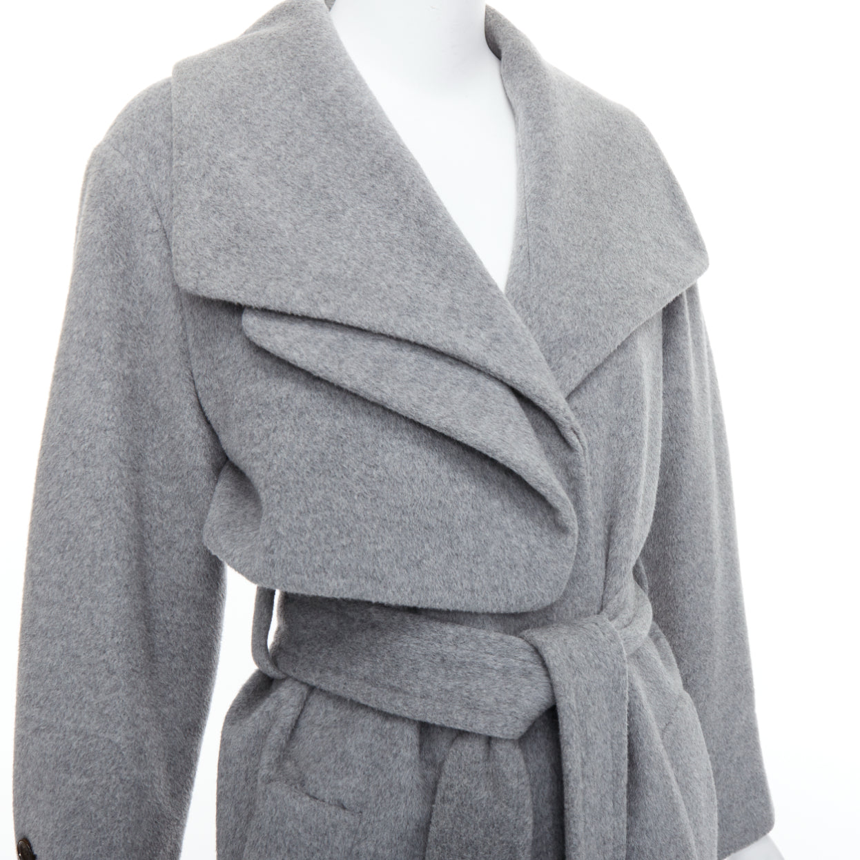Hanii Y Grey Oversized Belted Coat - Back view