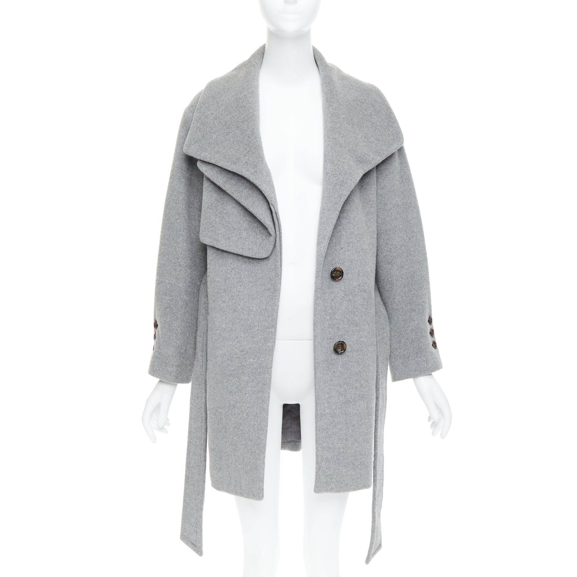 Hanii Y Grey Oversized Belted Coat - Image 6