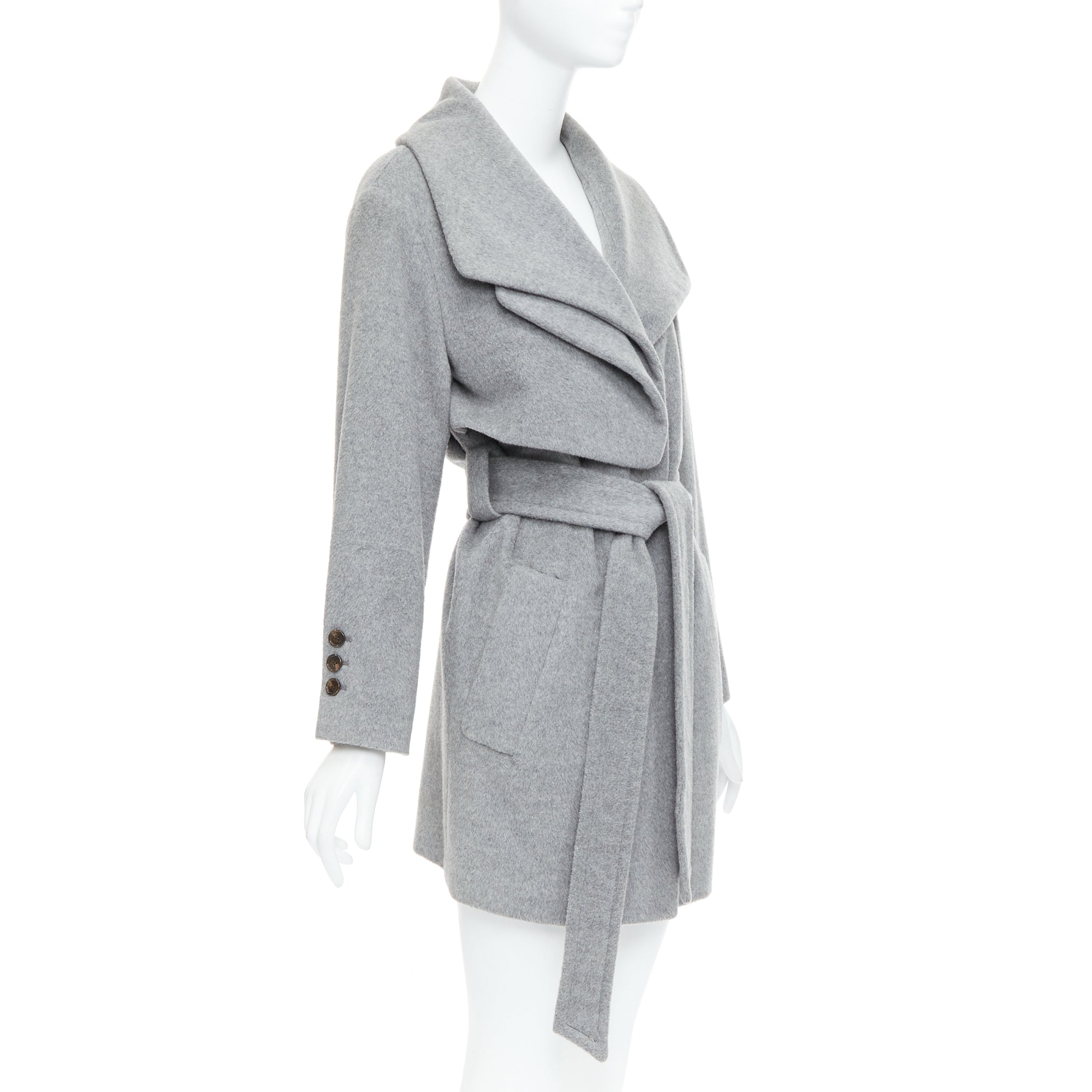 Hanii Y Grey Oversized Belted Coat - 4