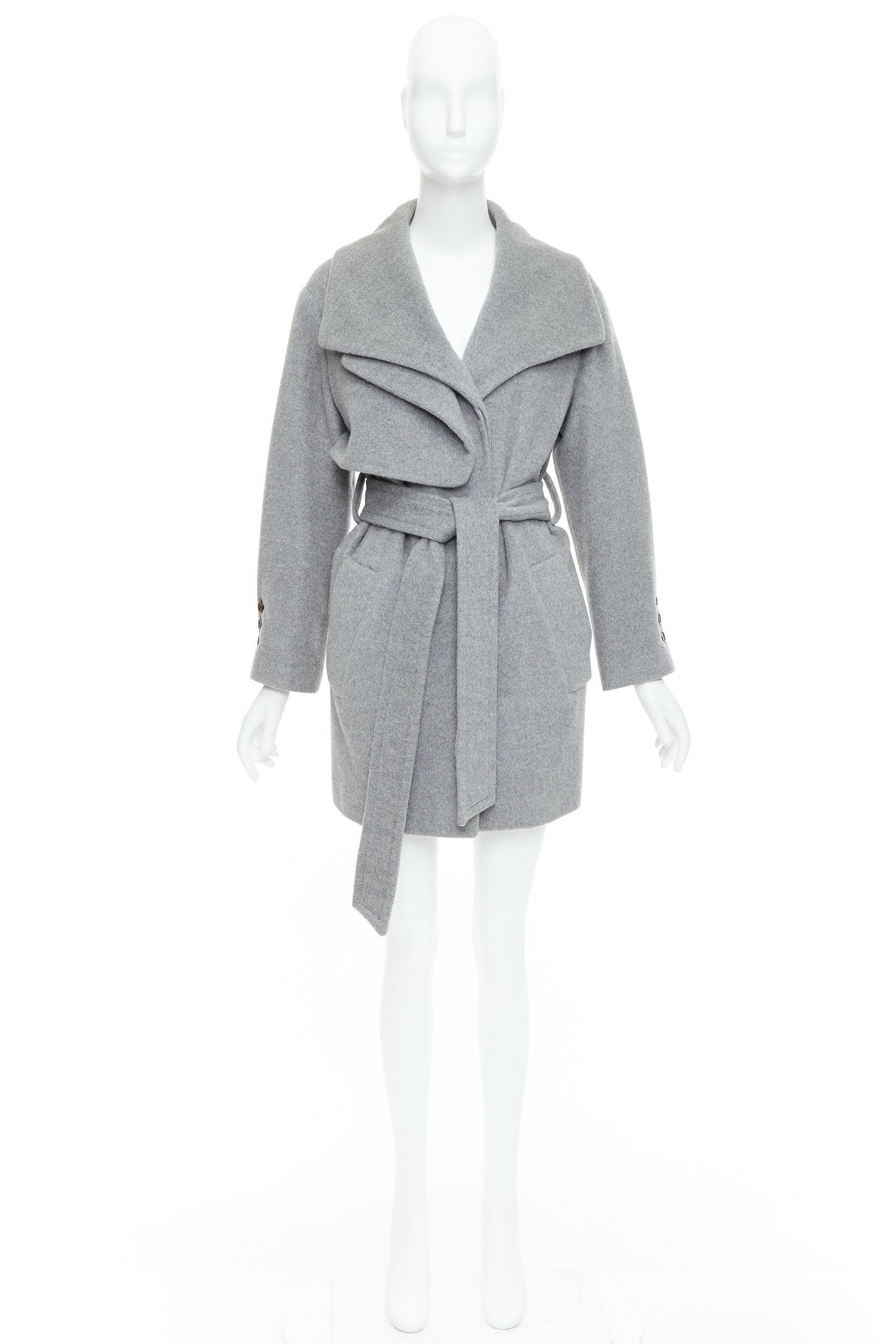 Hanii Y Grey Oversized Belted Coat - Image 12