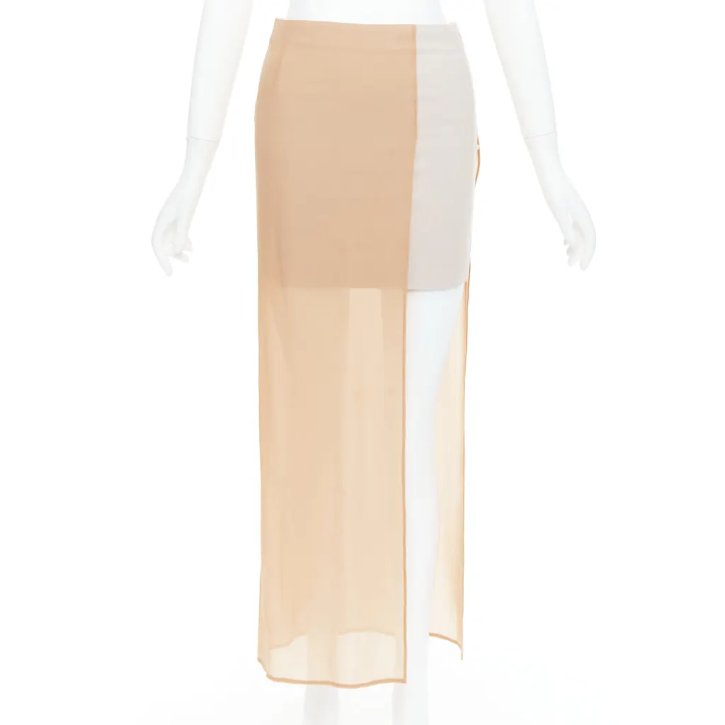 Maison Martin Margiela Sheer Asymmetric Skirt Beige Good - Front View