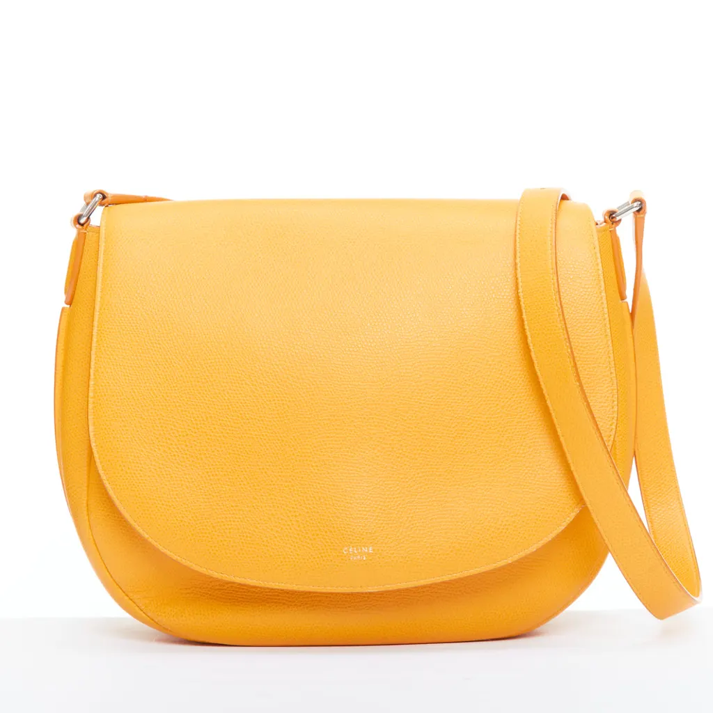 Celine Trotteur Messenger Yellow Leather Good - Front View
