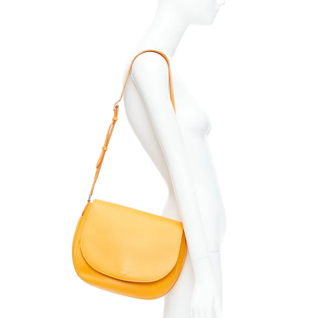 Celine Trotteur Messenger Yellow Leather Good - Back View