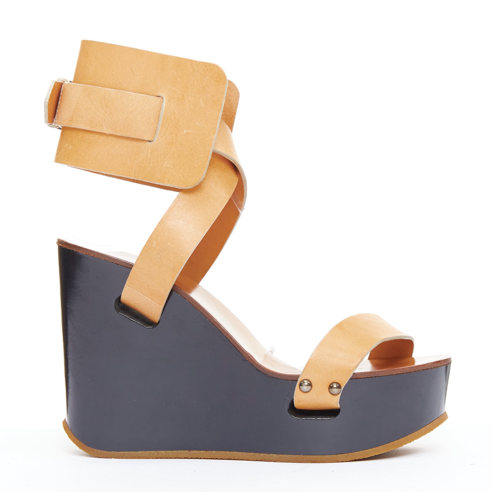 Chloe Tan Strappy Wedges