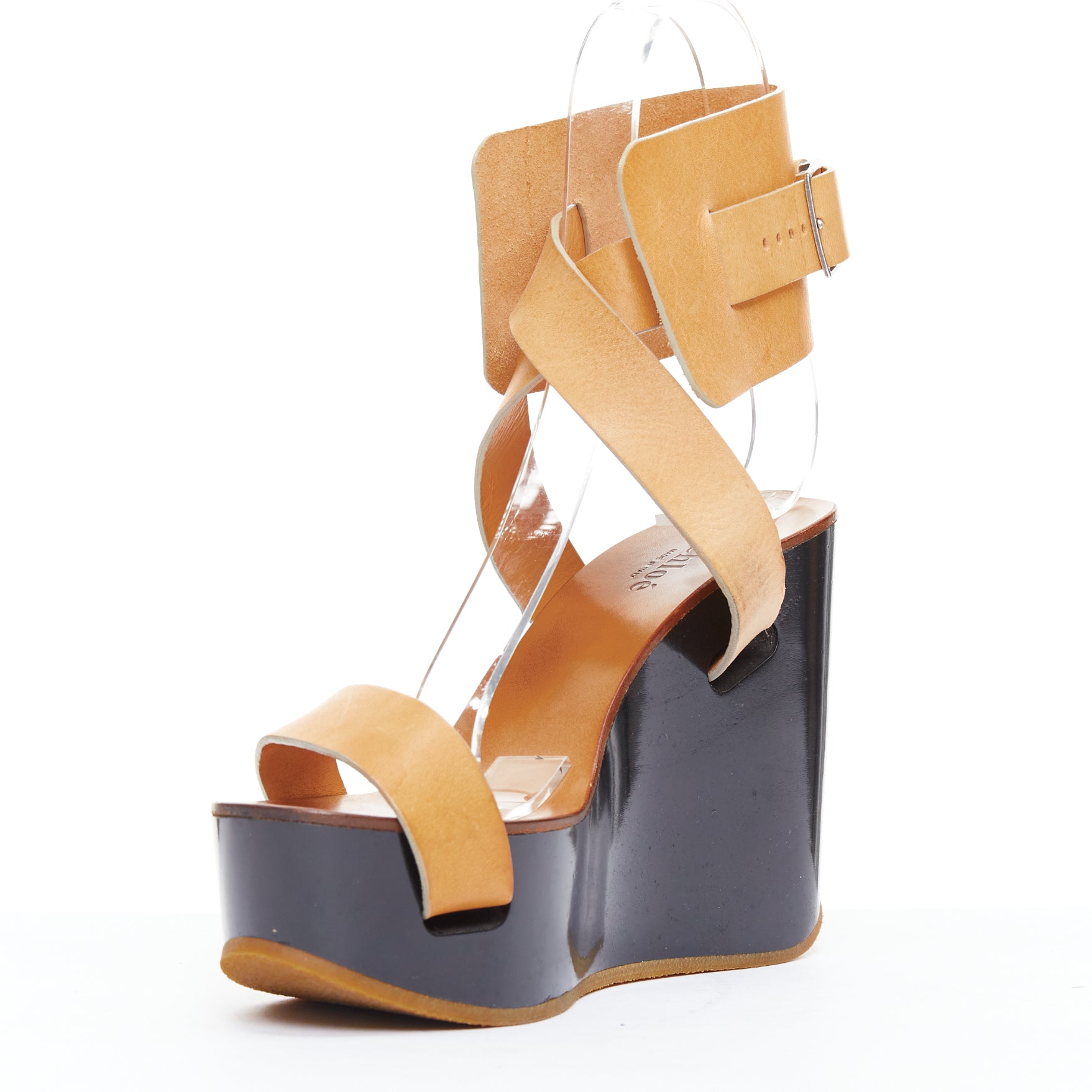 Chloe Tan Strappy Wedges - 4