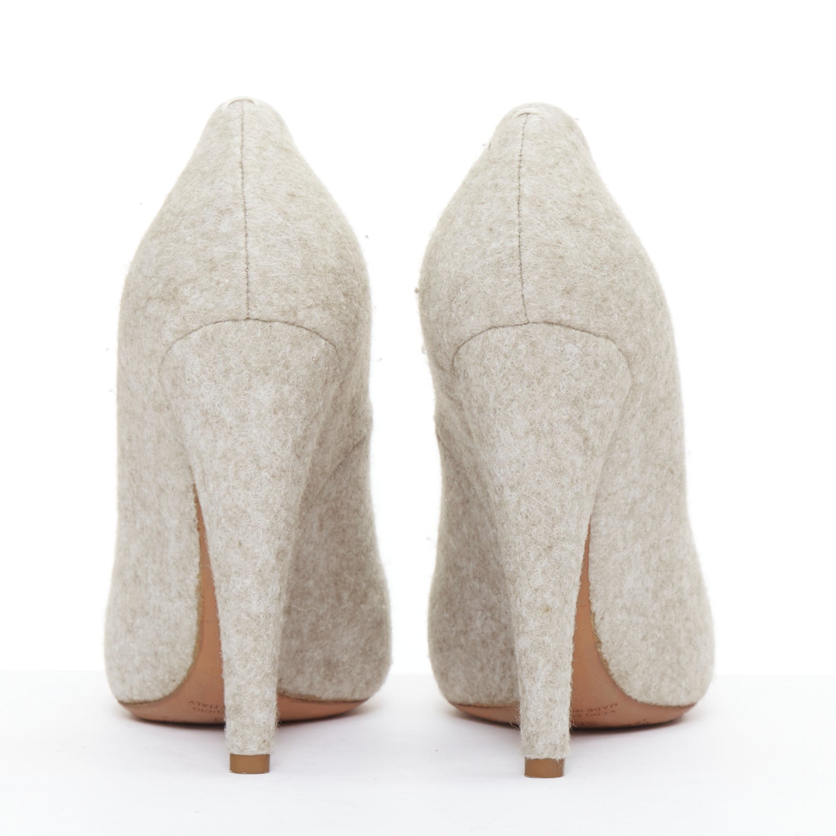 Maison Martin Margiela Grey Felt Pumps - Side view