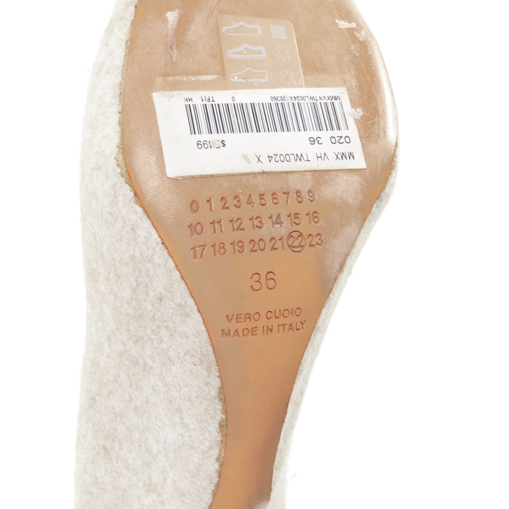 Maison Martin Margiela Grey Felt Pumps - Image 12