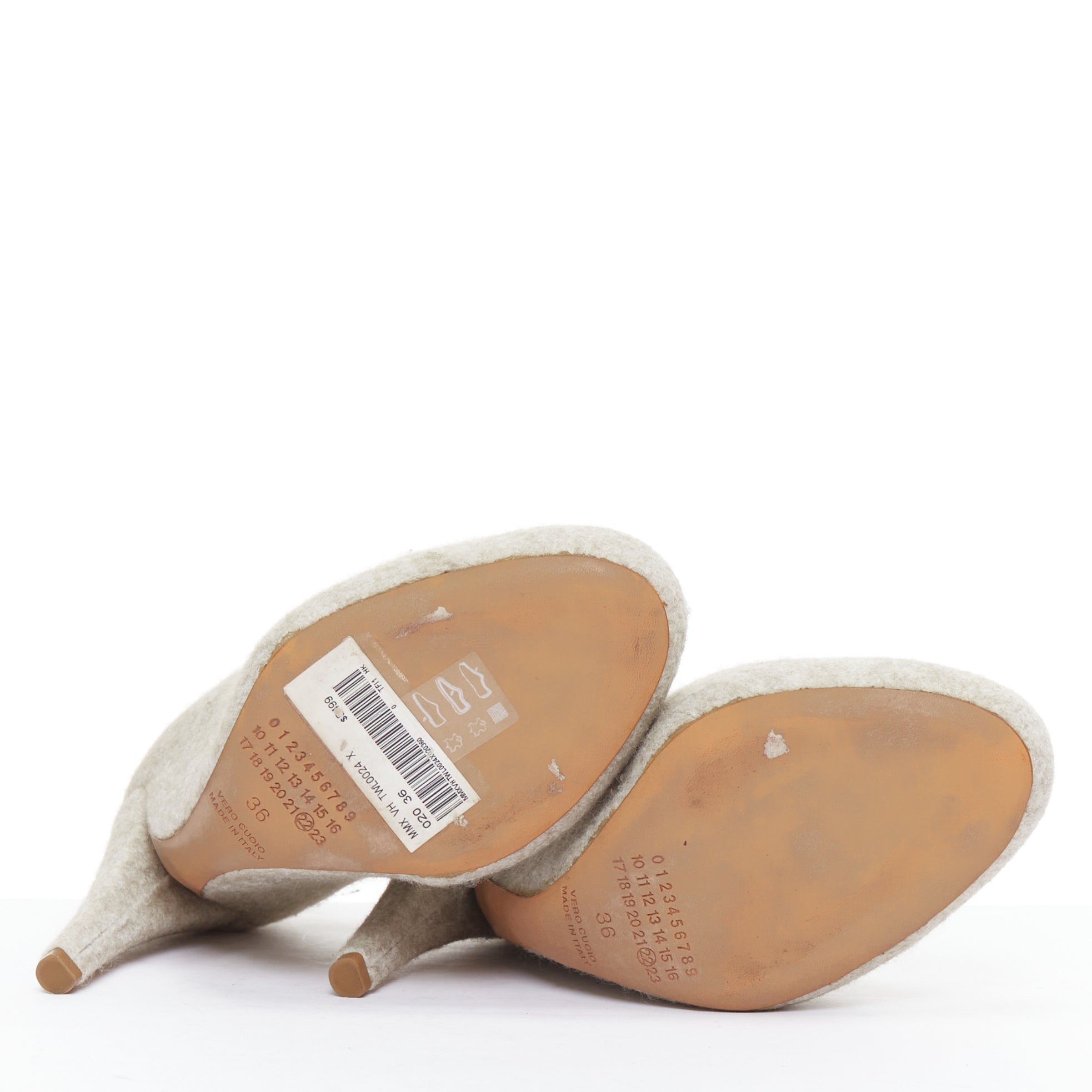 Maison Martin Margiela Grey Felt Pumps - Image 14