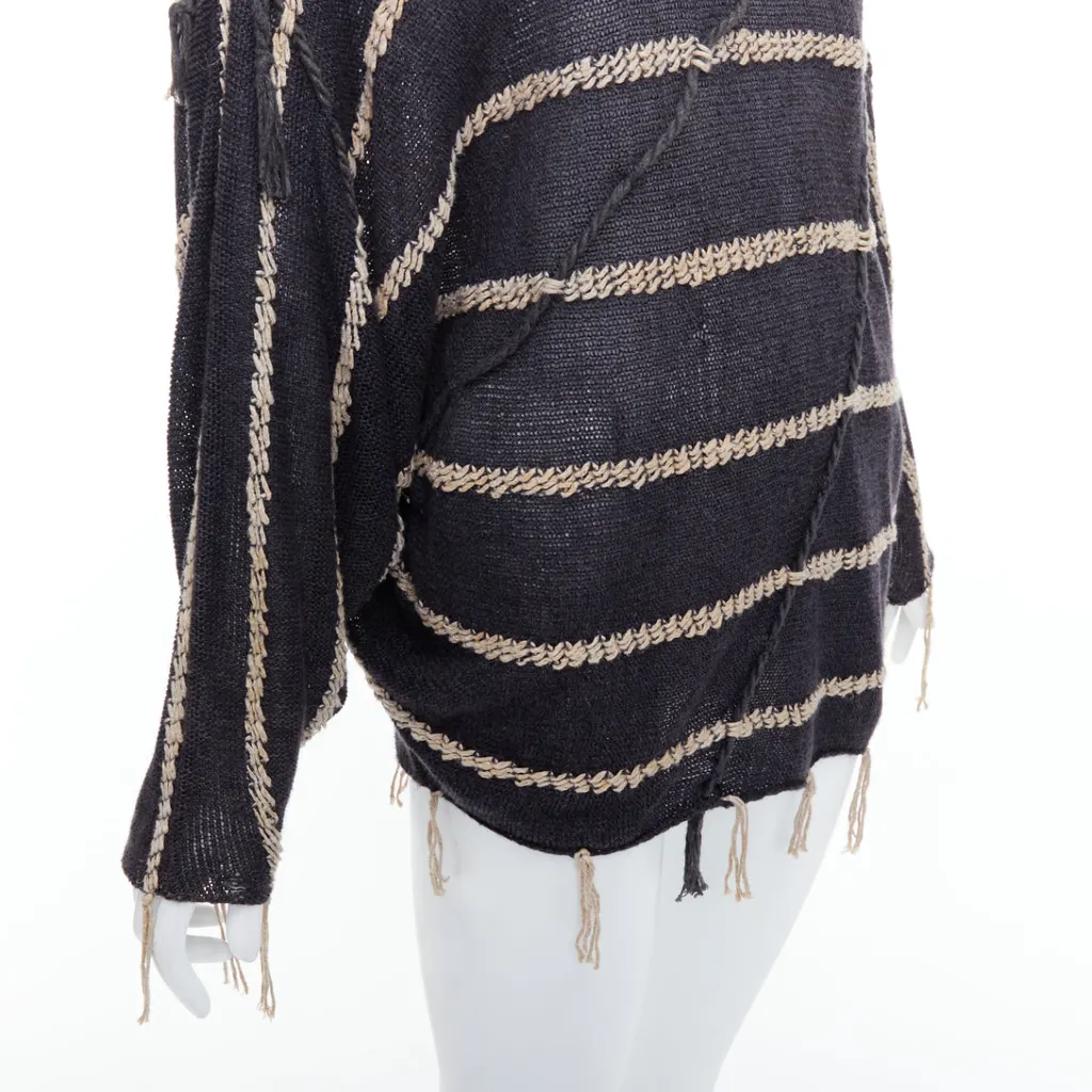 Issey Miyake Fringe striped shirt Grey Cotton Never worn - Back View