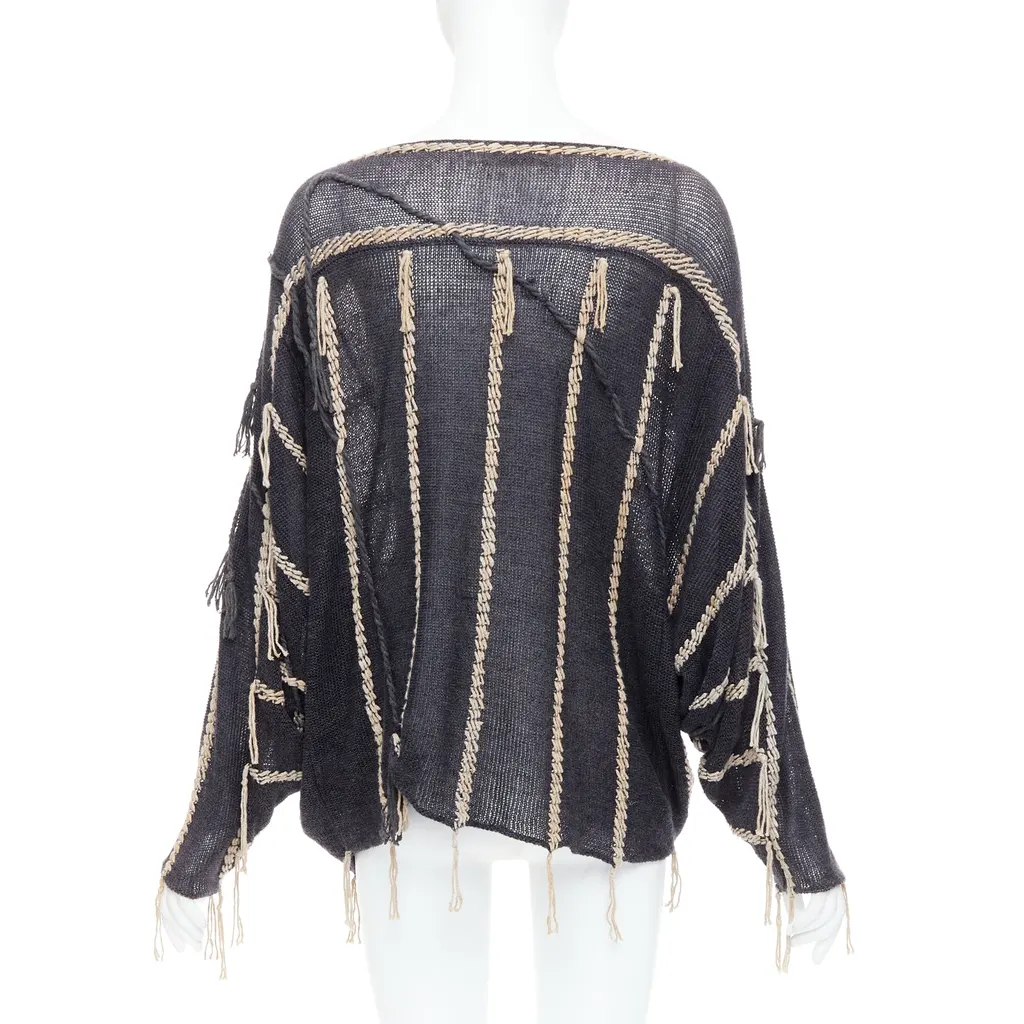 Issey Miyake Fringe striped shirt Grey Cotton Never worn - Box View
