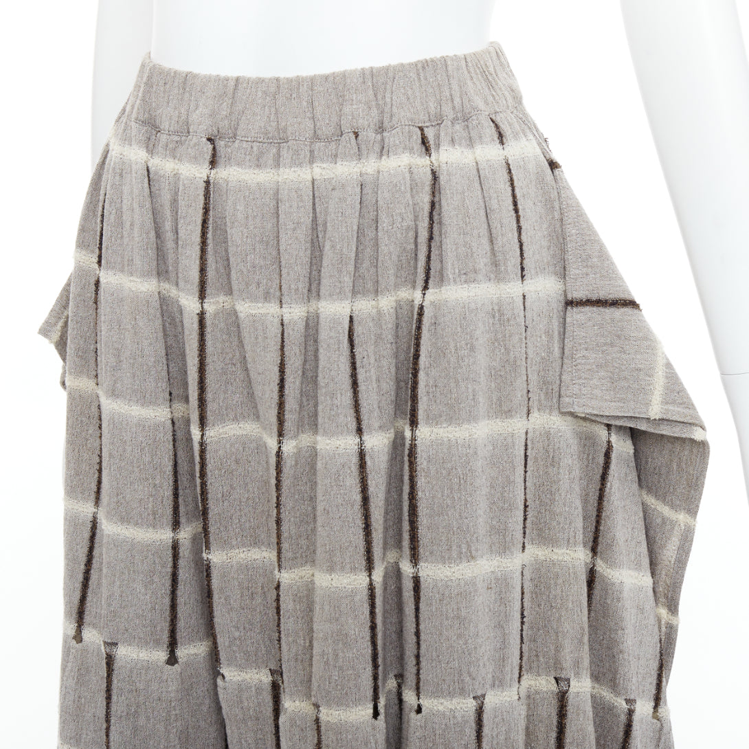 Issey Miyake Checked Fringe Skirt - Back view
