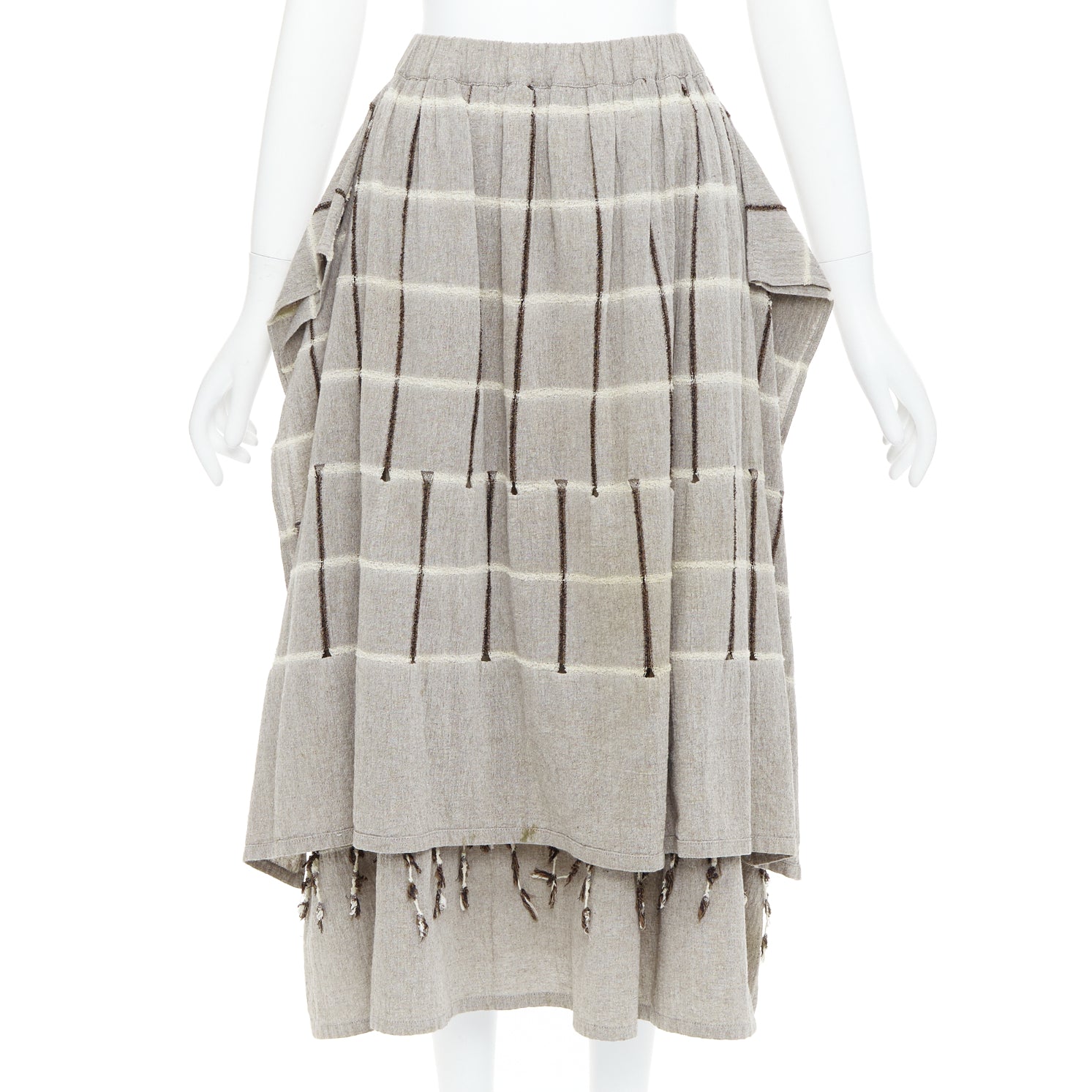Issey Miyake Checked Fringe Skirt - Image 6