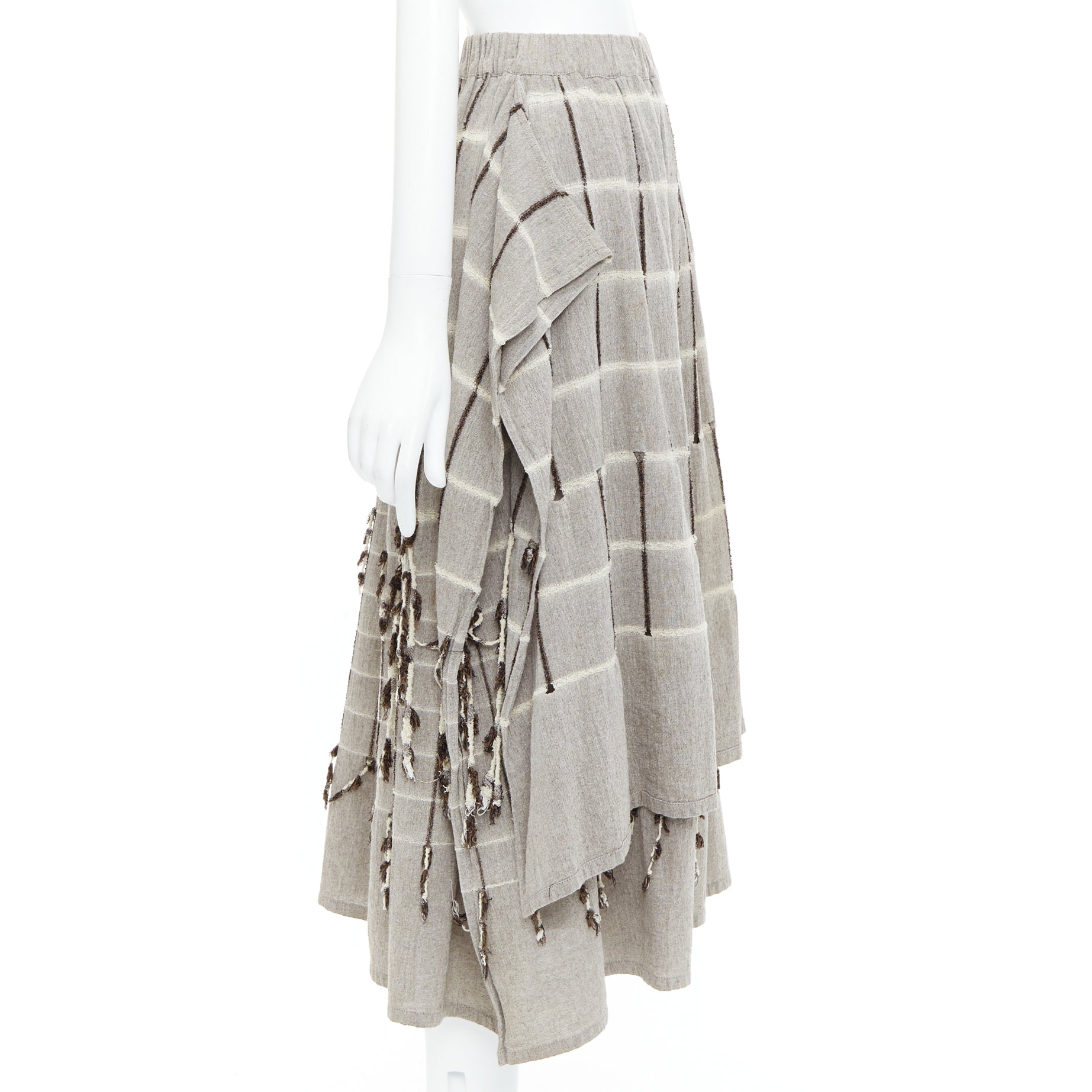 Issey Miyake Checked Fringe Skirt - 4