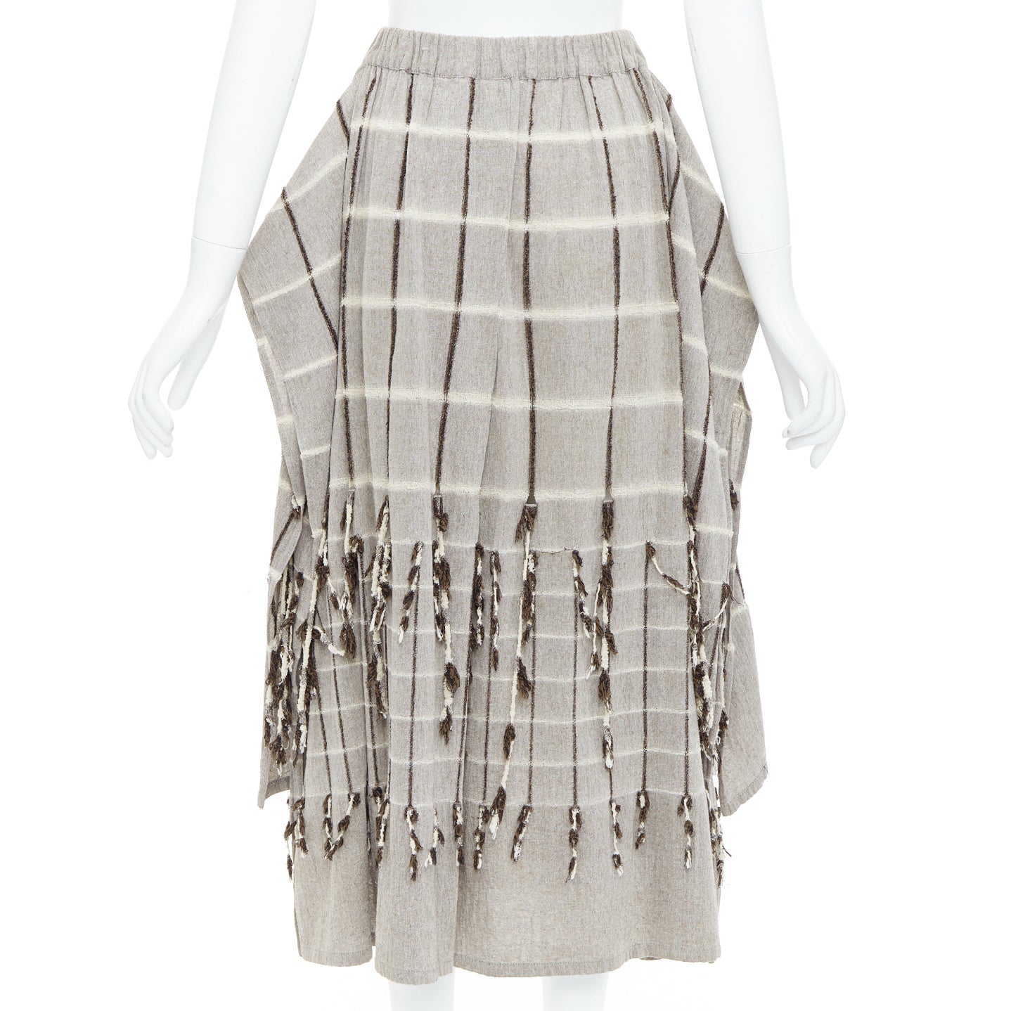 Issey Miyake Checked Fringe Skirt - Side view