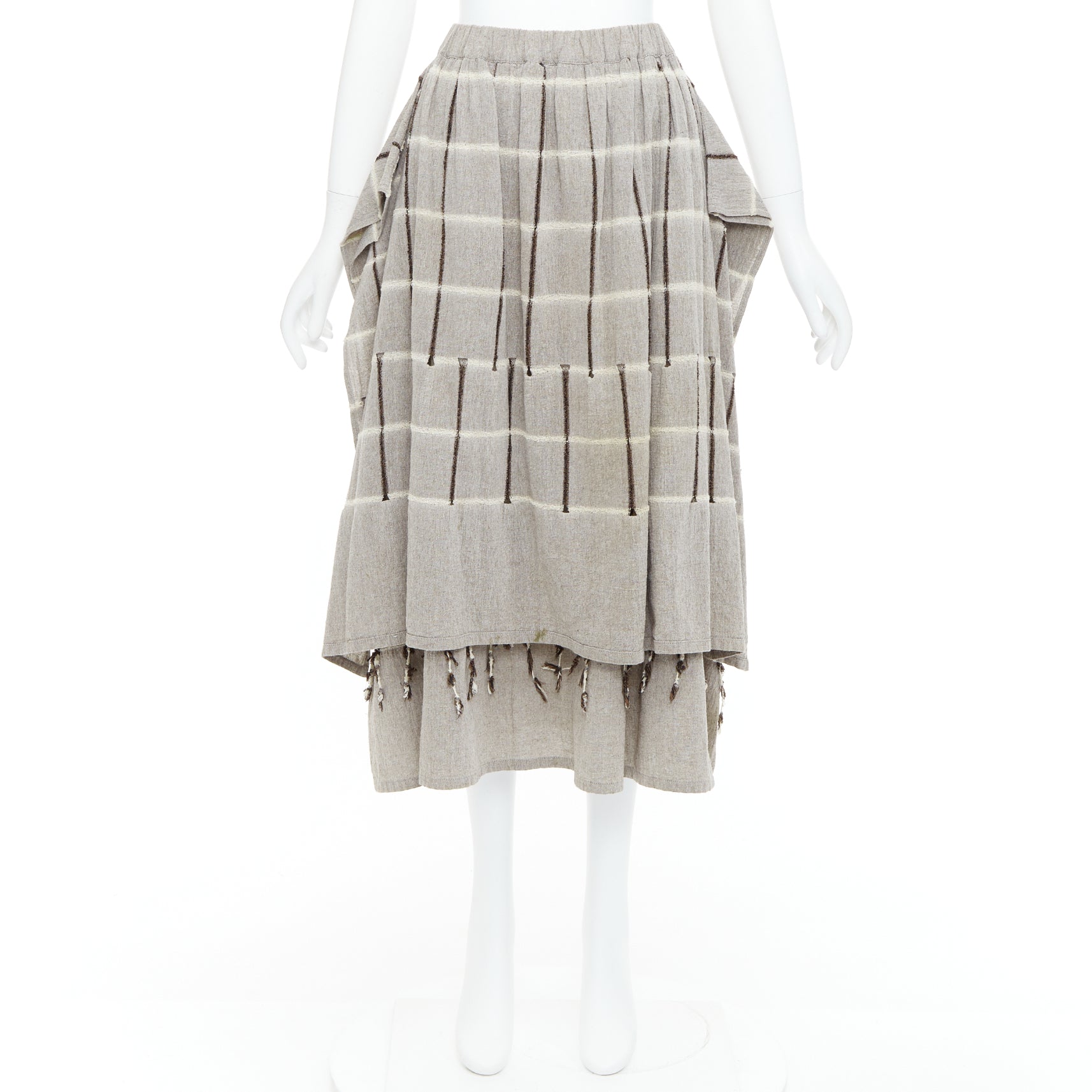 Issey Miyake Checked Fringe Skirt - Image 11