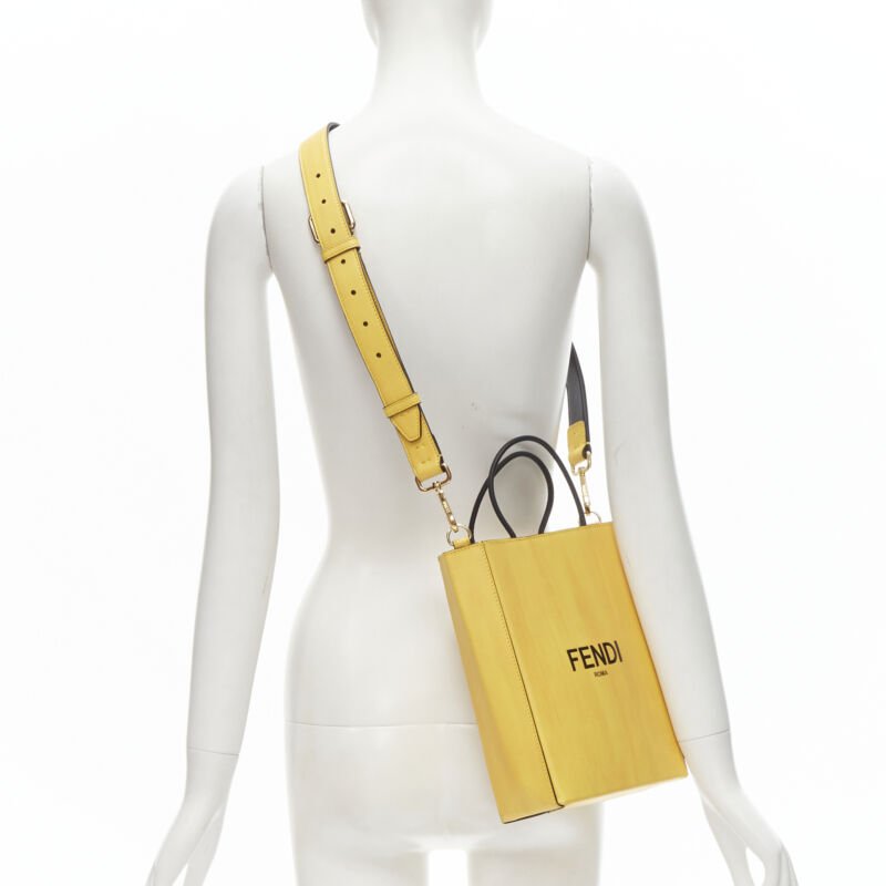 Fendi Yellow Logo Tote Bag - Back view