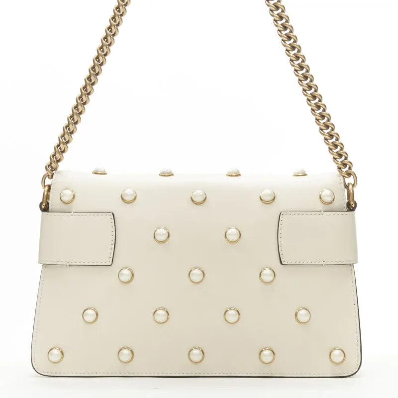 Gucci Bee Pearl Bag Beige Leather Very good - Box View