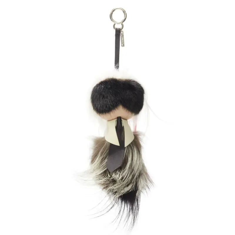 Fendi Karlito Bag Charm MultiColor Fur Never worn - Inside View