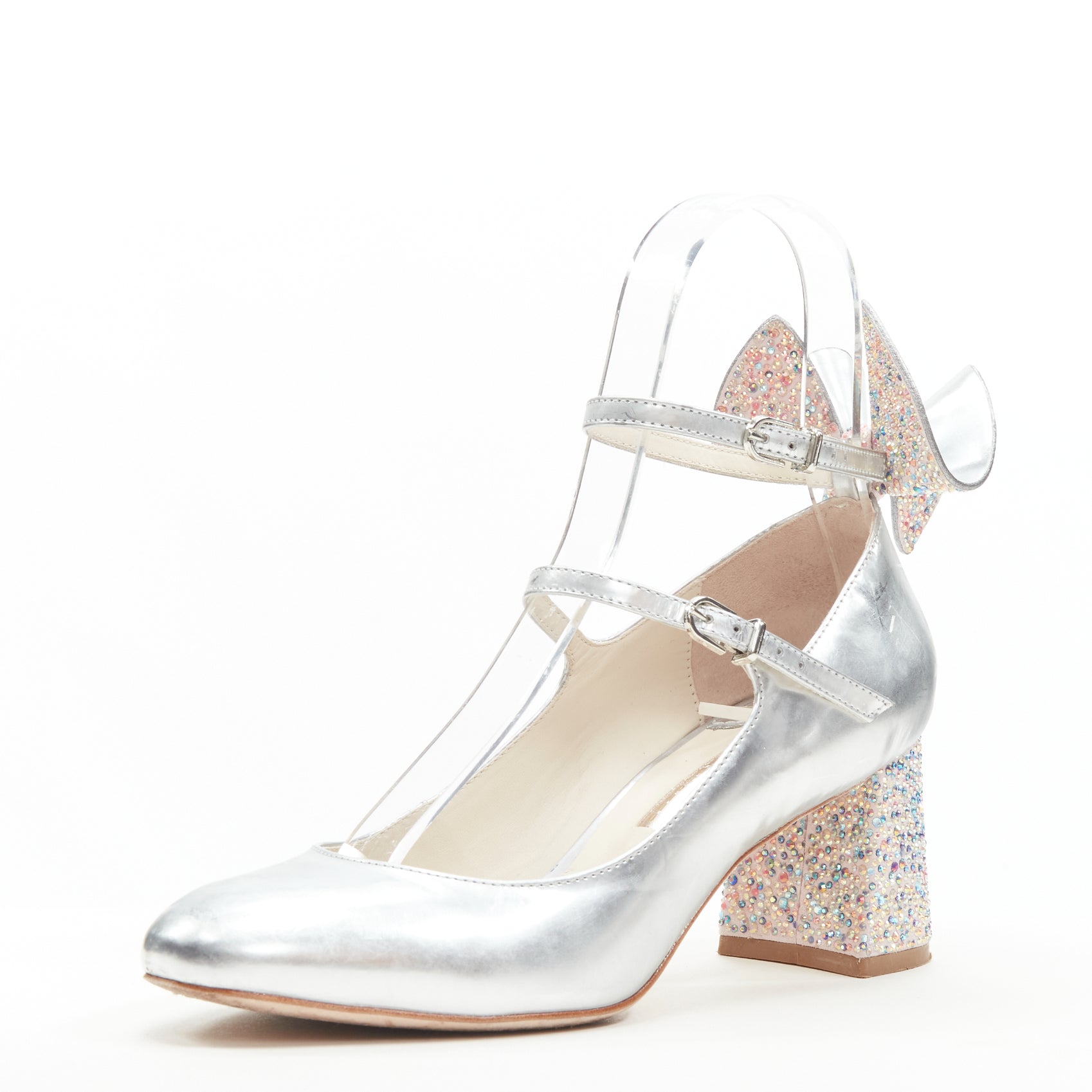Sophia Webster Silver Butterfly Heels - Back view