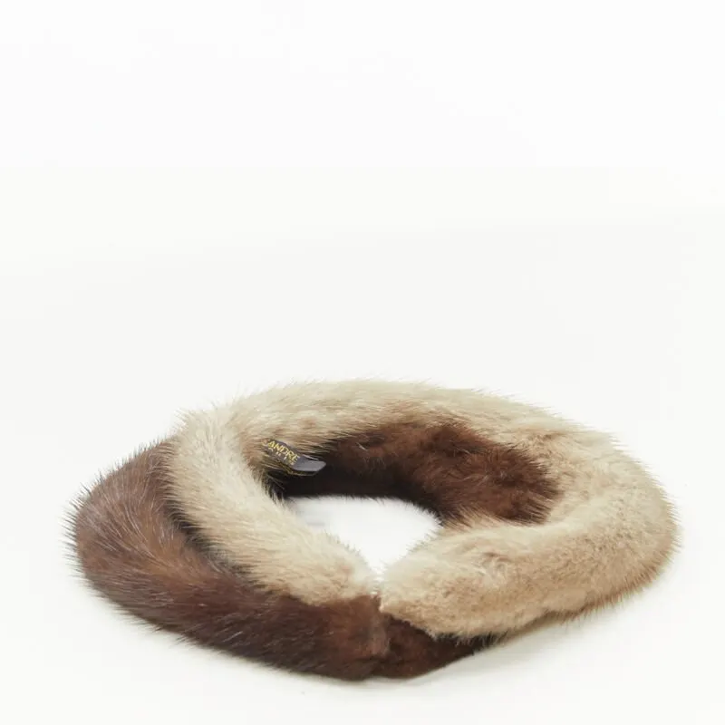 Unsigned Mink Fur Headband Brown Fur Never worn - Inside View