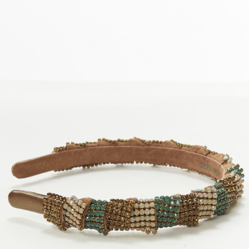 Unsigned / متعددة Crystal Leather Headband - 4