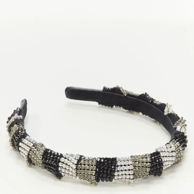 Unsigned Crystal Black Headband Black Suede Never worn - Back View