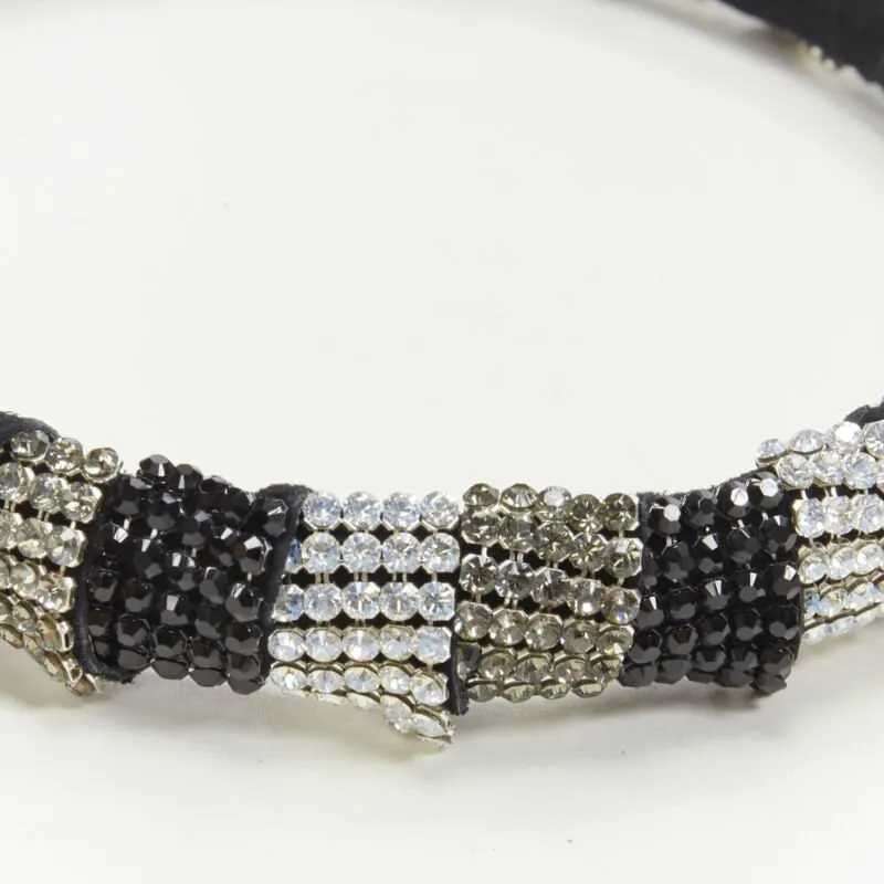 Unsigned Crystal Black Headband Black Suede Never worn - Box View