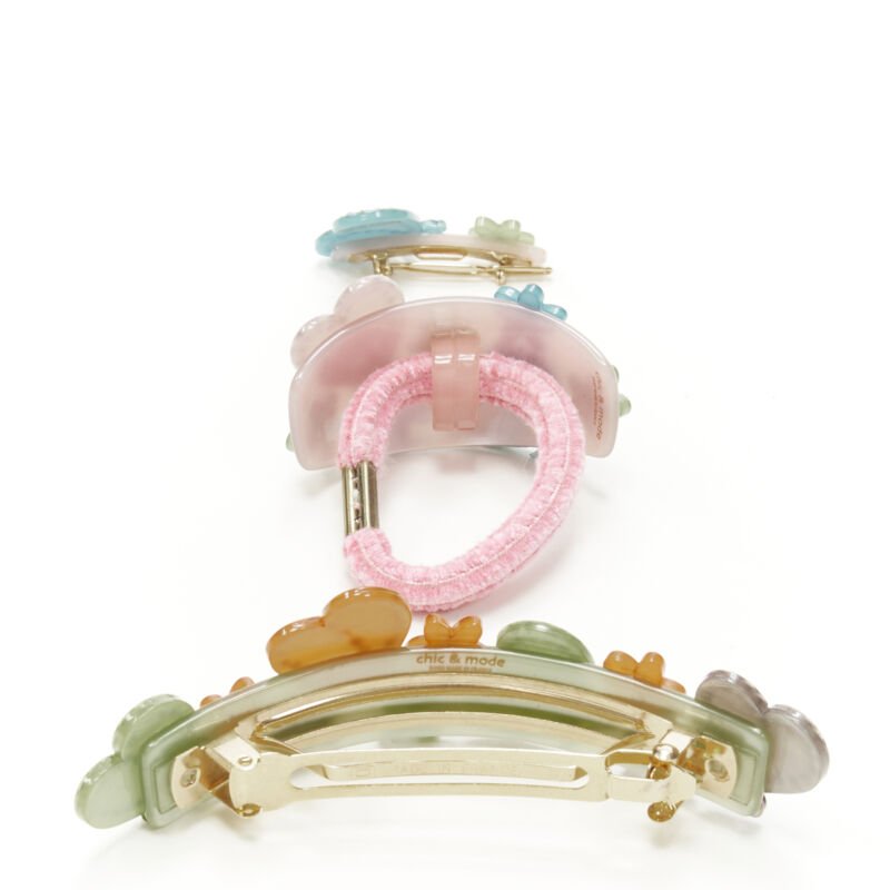 Unsigned / متعددة Floral Hair Clips - Back view